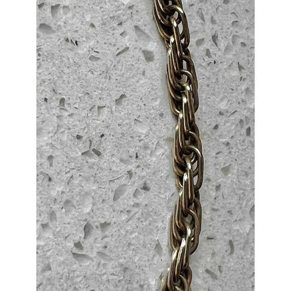 Crown Trifari Gold-Tone Rope Chain Necklace 22” Secure Clasp & Charm VTG  MCM - Picture 4 of 8